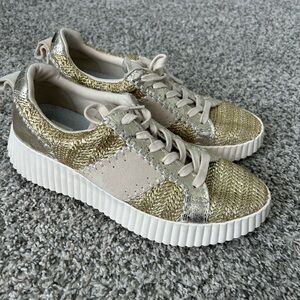 Dolce Vita Metallic Gold and Cream Sneakers size 9.5
